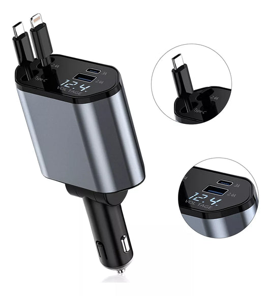 Carregador De Carro, Carregador Usb C 4 Em 1