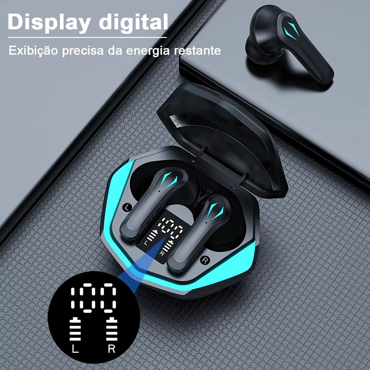 Fone de Ouvido Gamer Sem Fio Bluetooth Wirelles 5.1 Microfone