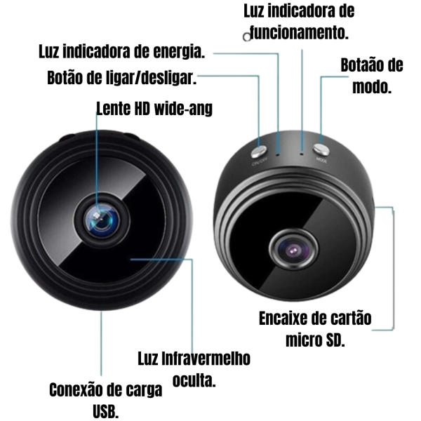 Mini Câmera Espiã Visão A9 Noturna Com Gravador De Voz Wifi